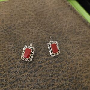 Elegant Silver and Red Earrings